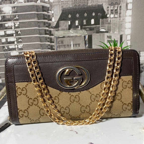 Gucci Brown and Gold Chain Wallet - Picture 3 of 16